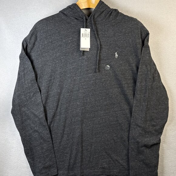 NWT Polo Ralph Lauren Hoodie Mens Size L Black Core Replen Long‎ Sleeve Pullover - Picture 1 of 11